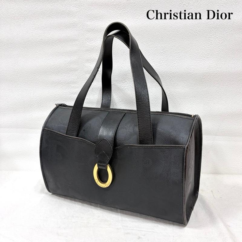 クリスチャンディオール Christian Dior ボストンバッグ ボストンバッグ vintage ヴィンテージ ミニ ボストン バッグ レザー ロゴ オーバル トロッター - ロゴ、文字 黒 / ブラック / black X 金 / ゴールド / gold color レディース USED 古着 中古 50160295