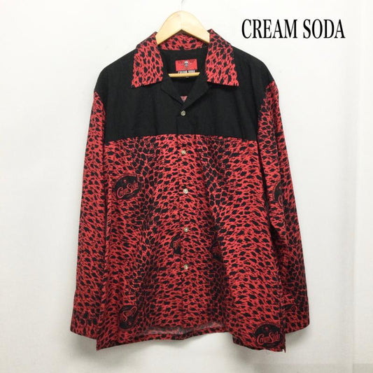 クリームソーダ CREAMSODA シャツ、ブラウス 長袖 CREAM SODA クリームソーダ ヒョウ柄切り替えしシャツ XL ヒョウ柄・レオパード柄 赤 / レッド / red X 黒 / ブラック / black メンズ USED 古着 中古 50160299