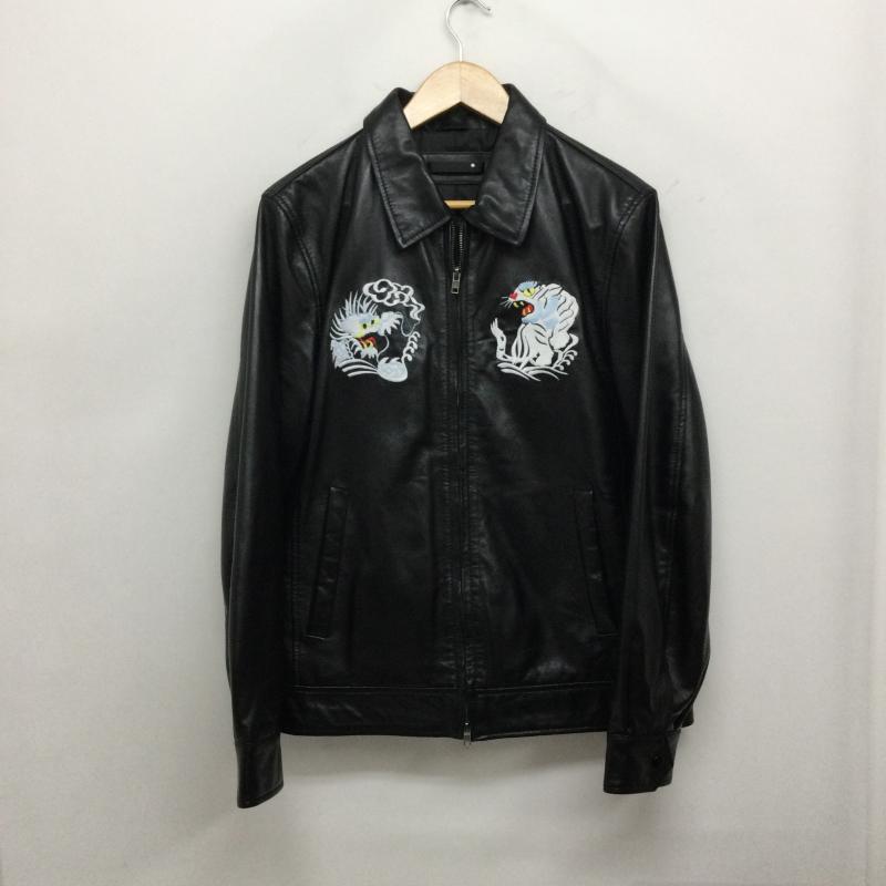 リューグーレザーズ Liugoo Leathers ジャケット、上着 レザージャケット Liugoo Leathers 本革 レザースカジャン メンズ リューグーレザーズ 龍刺繍 虎刺繍 L 刺繍 黒 / ブラック / black メンズ USED 古着 中古 50160300