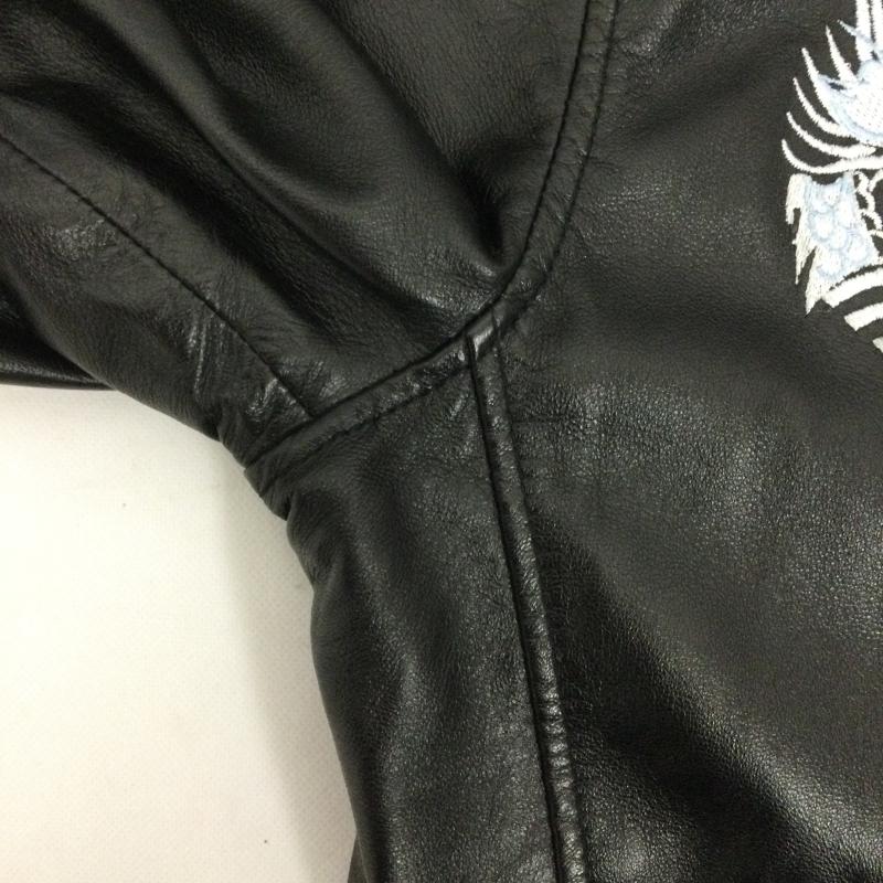 リューグーレザーズ Liugoo Leathers ジャケット、上着 レザージャケット Liugoo Leathers 本革 レザースカジャン メンズ リューグーレザーズ 龍刺繍 虎刺繍 L 刺繍 黒 / ブラック / black メンズ USED 古着 中古 50160300
