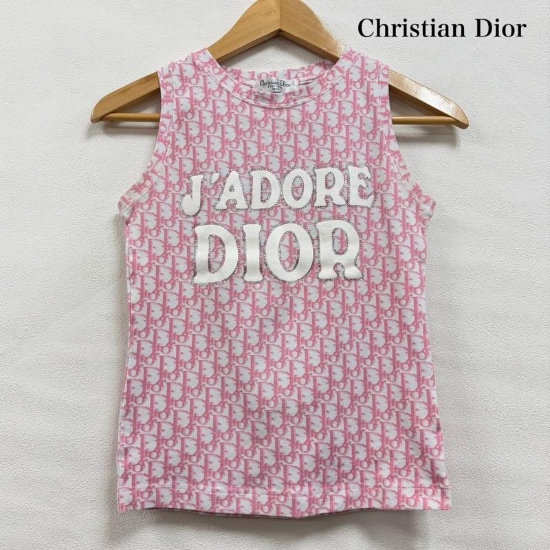 クリスチャンディオール Christian Dior タンクトップ タンクトップ JADORE ジャドール ロゴ 総柄 ラインストーン タンクトップ - ロゴ、文字 X プリント 桃 / ピンク / pink X 白 / ホワイト / white X 銀 / シルバー / silver color レディース USED 古着 中古 50160317