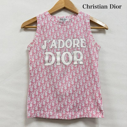 クリスチャンディオール Christian Dior タンクトップ タンクトップ JADORE ジャドール ロゴ 総柄 ラインストーン タンクトップ - ロゴ、文字 X プリント 桃 / ピンク / pink X 白 / ホワイト / white X 銀 / シルバー / silver color レディース USED 古着 中古 50160317