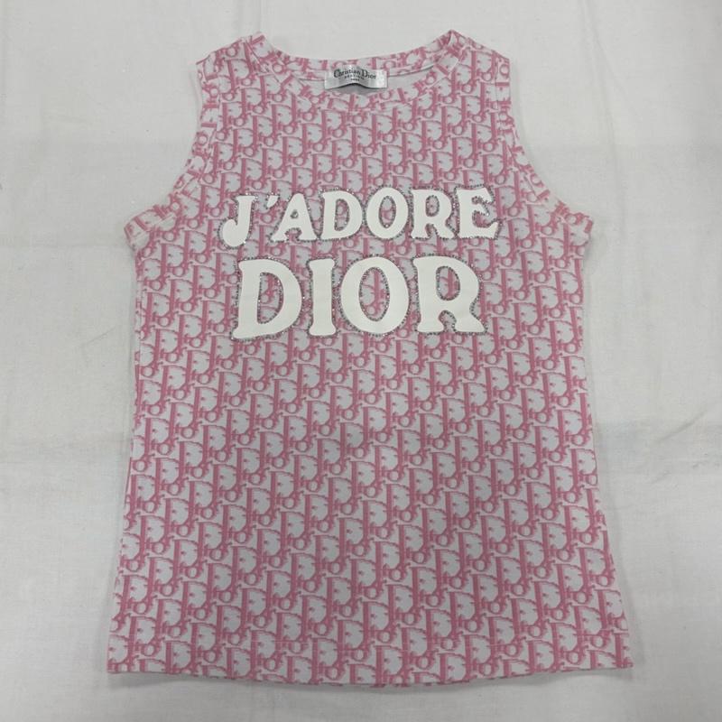 クリスチャンディオール Christian Dior タンクトップ タンクトップ JADORE ジャドール ロゴ 総柄 ラインストーン タンクトップ - ロゴ、文字 X プリント 桃 / ピンク / pink X 白 / ホワイト / white X 銀 / シルバー / silver color レディース USED 古着 中古 50160317