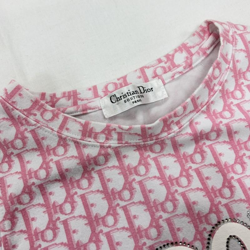 クリスチャンディオール Christian Dior タンクトップ タンクトップ JADORE ジャドール ロゴ 総柄 ラインストーン タンクトップ - ロゴ、文字 X プリント 桃 / ピンク / pink X 白 / ホワイト / white X 銀 / シルバー / silver color レディース USED 古着 中古 50160317