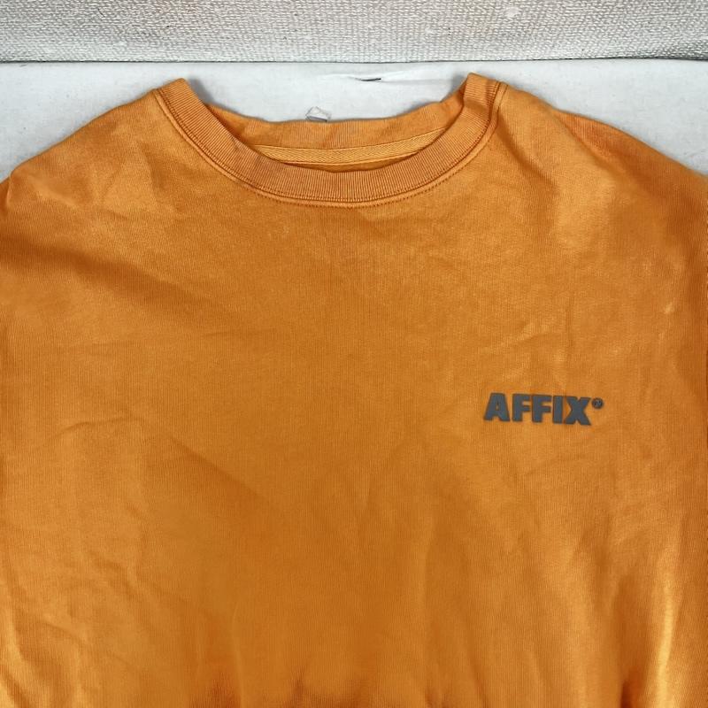 アフィックス AFFIX トレーナー 長袖 969784 new utility ワンポイント ロゴ 裏起毛 クルーネック L ロゴ、文字 橙 / オレンジ / orange メンズ USED 古着 中古 50160326