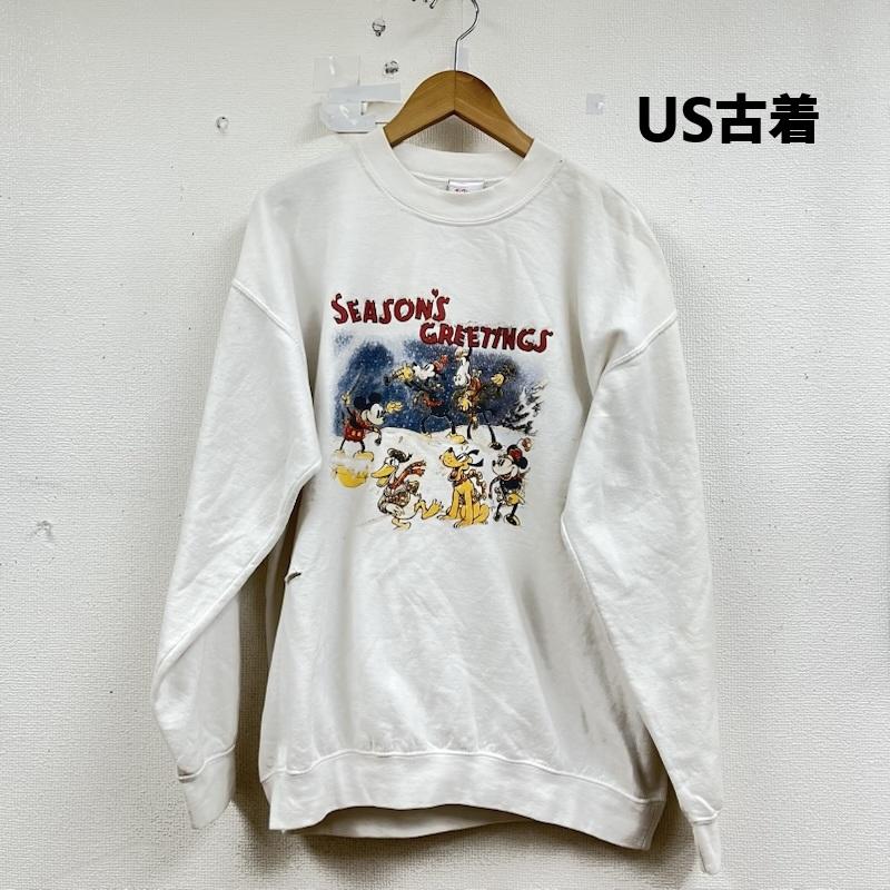 ディズニー Disney トレーナー 長袖 90s Vintage disney store ミッキーマウス スウェット L プリント 白 / ホワイト / white メンズ USED 古着 中古 50160328