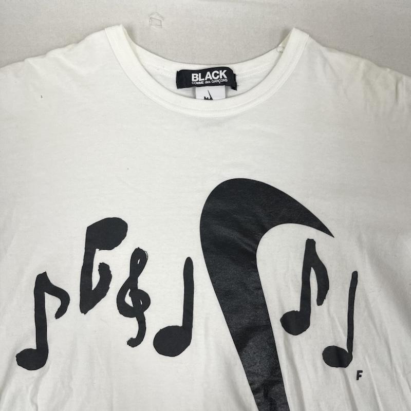 ブラックコムデギャルソン BLACK COMME des GARCONS Tシャツ 半袖 NIKE コラボ 日本製 音符 ロゴ プリント Tシャツ 1S-T101 XL 白 / ホワイト / white メンズ USED 古着 中古 50160356