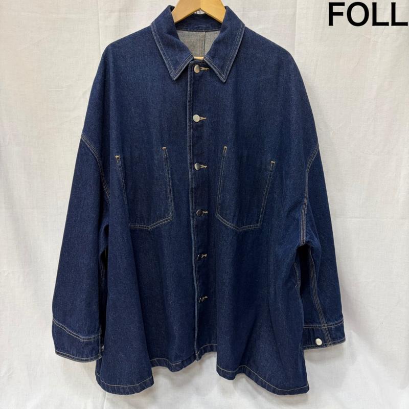 古着 USED ジャケット、上着 ジャンパー、ブルゾン FOLL フォル コクーンデニムジャケット ユニセックス ビッグシルエット 21011684000530 インディゴ 3 無地 紺 / ネイビー / navy メンズ USED 古着 中古 50160384