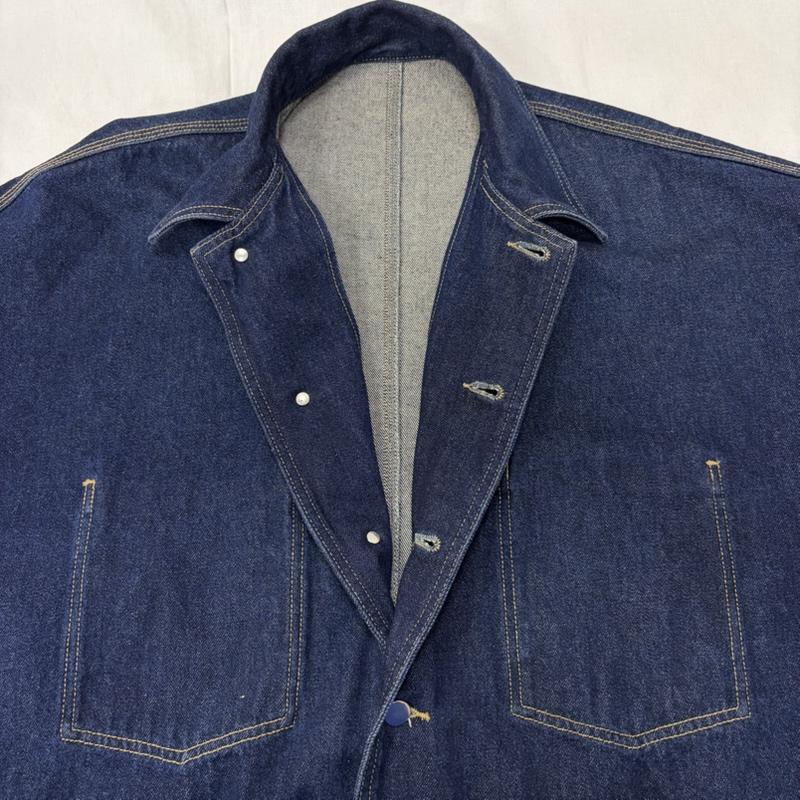 古着 USED ジャケット、上着 ジャンパー、ブルゾン FOLL フォル コクーンデニムジャケット ユニセックス ビッグシルエット 21011684000530 インディゴ 3 無地 紺 / ネイビー / navy メンズ USED 古着 中古 50160384