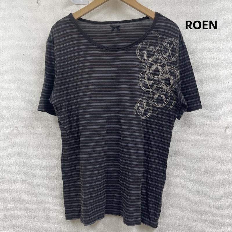 ロエン ROEN カットソー 半袖 日本製 メッセージ デザイン ボーダー柄 Tシャツ 08mrt-14 3 青 / ブルー / blue メンズ USED 古着 中古 50160394