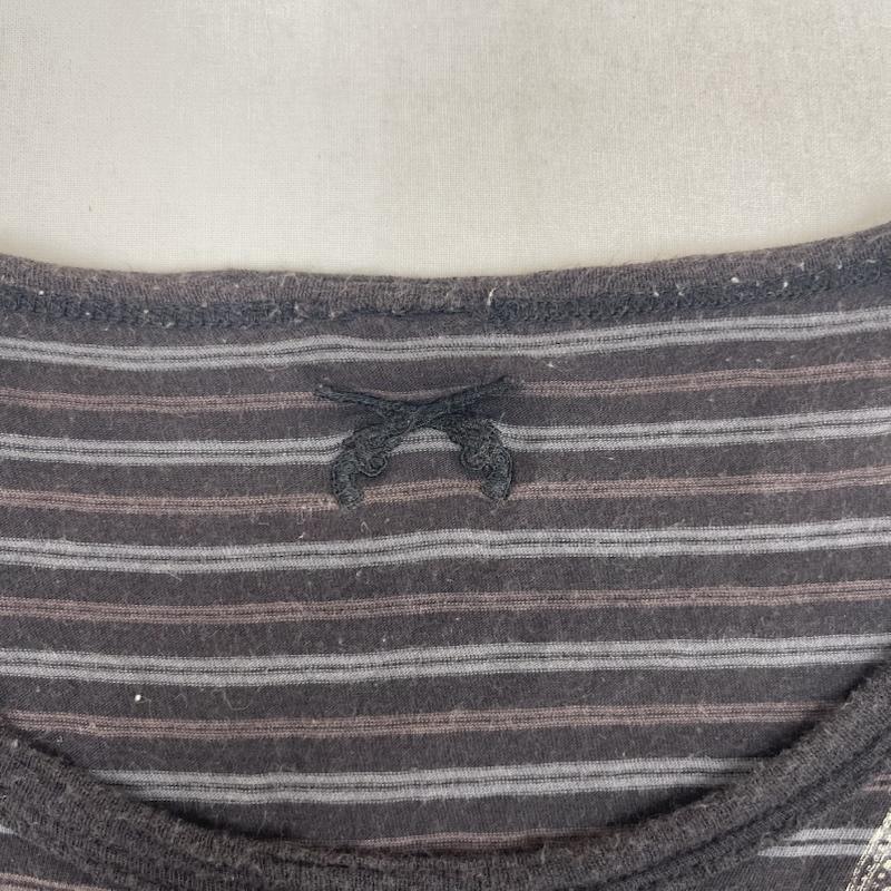 ロエン ROEN カットソー 半袖 日本製 メッセージ デザイン ボーダー柄 Tシャツ 08mrt-14 3 青 / ブルー / blue メンズ USED 古着 中古 50160394