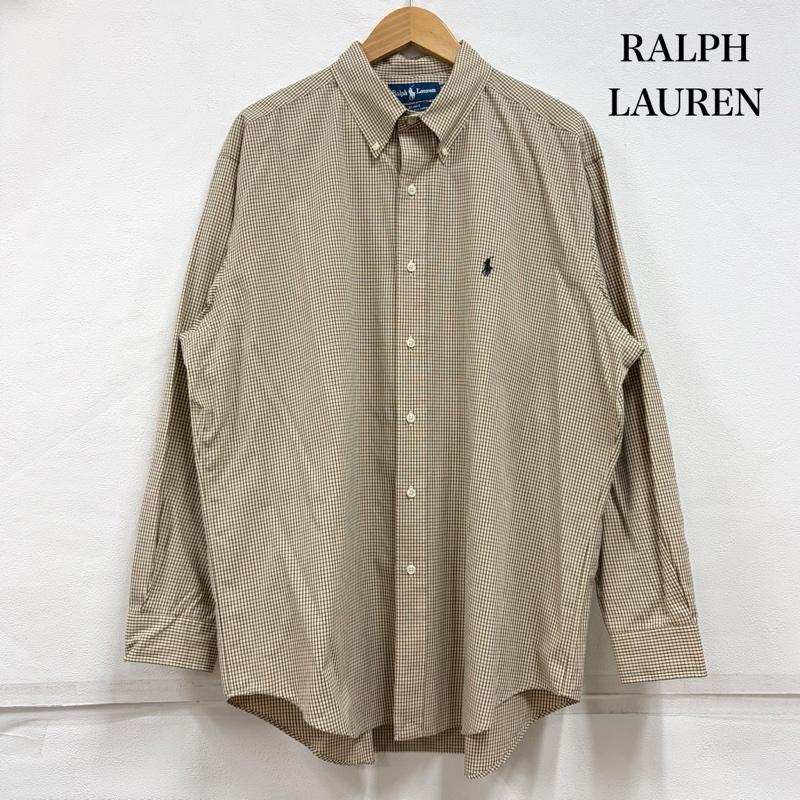 ラルフローレン RALPHLAUREN シャツ、ブラウス 長袖 90s ボタンダウン 長袖 チェック シャツ ポニー刺繡 BLAKE vintage ヴィンテージ LL チェック X ワンポイント X ロゴ、文字 X 刺繍 ベージュ / ベージュ / beige X 黒 / ブラック / black メンズ USED 古着 中古 50160400