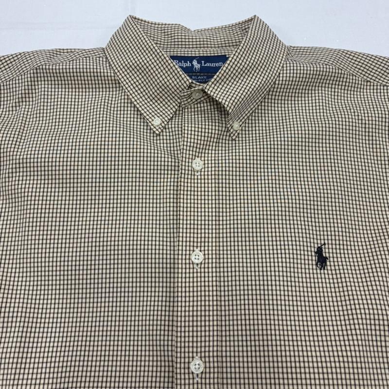 ラルフローレン RALPHLAUREN シャツ、ブラウス 長袖 90s ボタンダウン 長袖 チェック シャツ ポニー刺繡 BLAKE vintage ヴィンテージ LL チェック X ワンポイント X ロゴ、文字 X 刺繍 ベージュ / ベージュ / beige X 黒 / ブラック / black メンズ USED 古着 中古 50160400