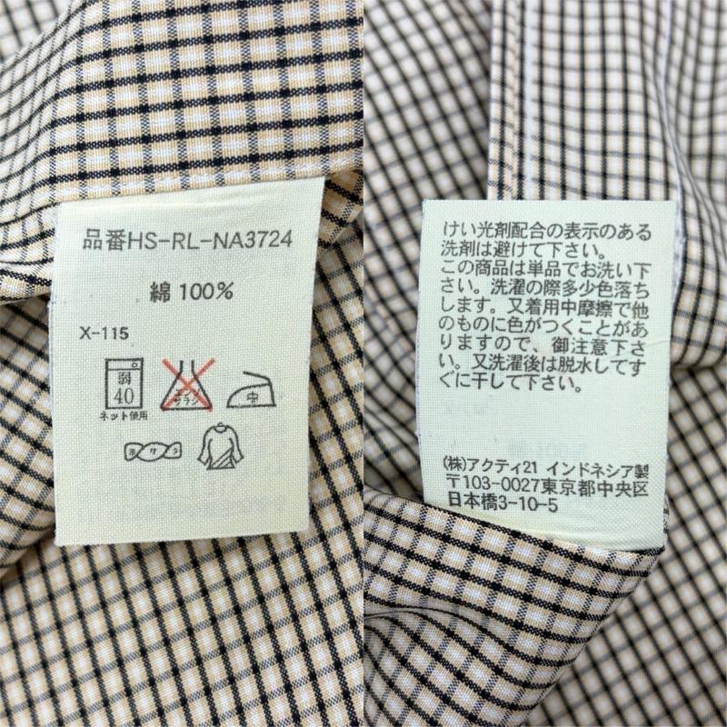 ラルフローレン RALPHLAUREN シャツ、ブラウス 長袖 90s ボタンダウン 長袖 チェック シャツ ポニー刺繡 BLAKE vintage ヴィンテージ LL チェック X ワンポイント X ロゴ、文字 X 刺繍 ベージュ / ベージュ / beige X 黒 / ブラック / black メンズ USED 古着 中古 50160400