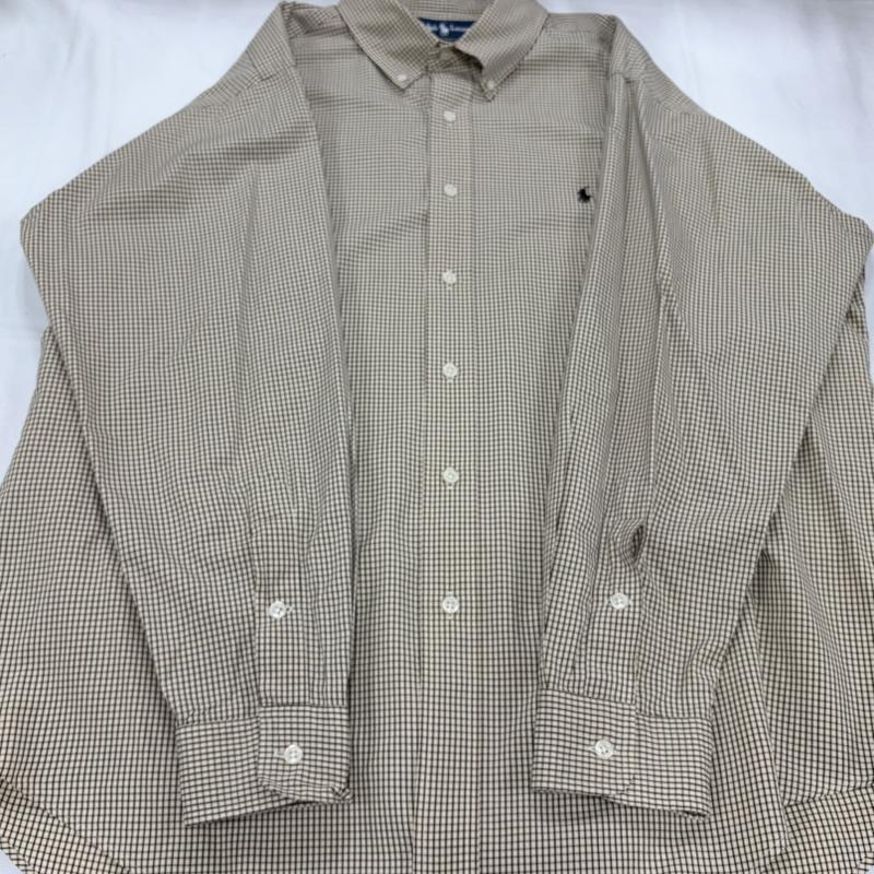 ラルフローレン RALPHLAUREN シャツ、ブラウス 長袖 90s ボタンダウン 長袖 チェック シャツ ポニー刺繡 BLAKE vintage ヴィンテージ LL チェック X ワンポイント X ロゴ、文字 X 刺繍 ベージュ / ベージュ / beige X 黒 / ブラック / black メンズ USED 古着 中古 50160400