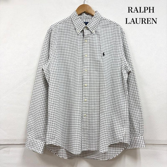 ラルフローレン RALPHLAUREN シャツ、ブラウス 長袖 ボタンダウン 長袖 グラフチェック シャツ ポニー刺繡 L チェック X ワンポイント X ロゴ、文字 X 刺繍 白 / ホワイト / white X 黒 / ブラック / black メンズ USED 古着 中古 50160402