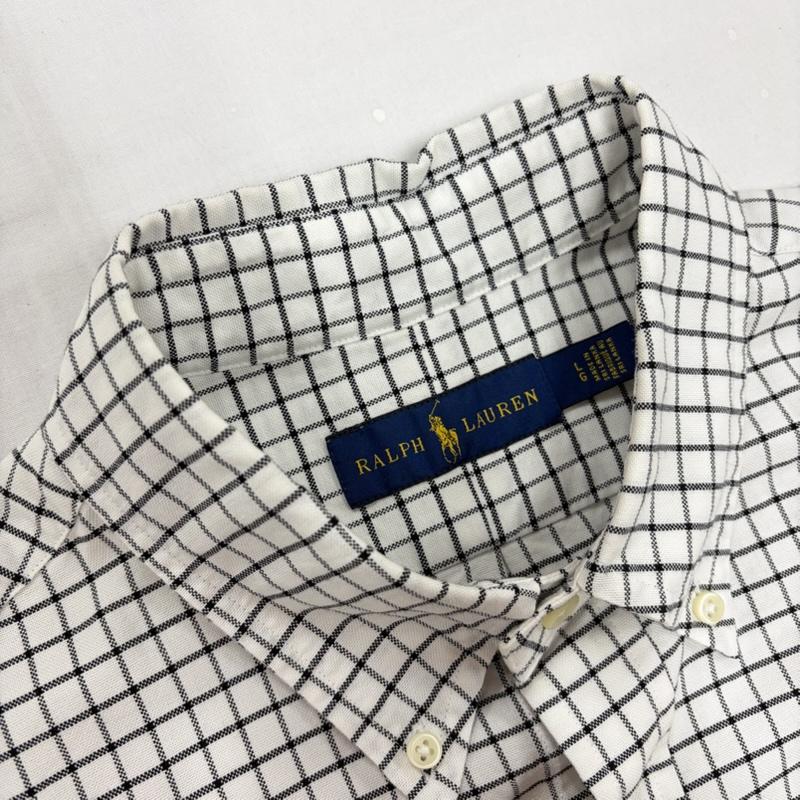 ラルフローレン RALPHLAUREN シャツ、ブラウス 長袖 ボタンダウン 長袖 グラフチェック シャツ ポニー刺繡 L チェック X ワンポイント X ロゴ、文字 X 刺繍 白 / ホワイト / white X 黒 / ブラック / black メンズ USED 古着 中古 50160402