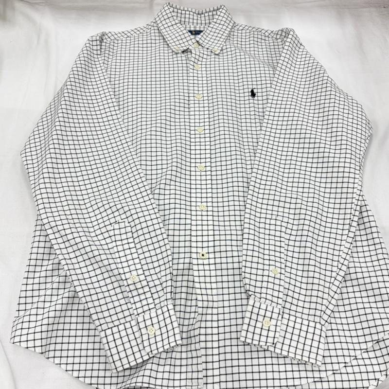 ラルフローレン RALPHLAUREN シャツ、ブラウス 長袖 ボタンダウン 長袖 グラフチェック シャツ ポニー刺繡 L チェック X ワンポイント X ロゴ、文字 X 刺繍 白 / ホワイト / white X 黒 / ブラック / black メンズ USED 古着 中古 50160402
