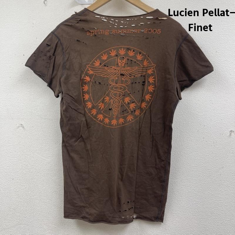 ルシアンペラフィネ Lucien Pellat-Finet カットソー 半袖 05ss ダメージ カットオフ 加工 バックプリント ヴィンテージ Tシャツ 茶 / ブラウン / brown メンズ USED 古着 中古 50160403