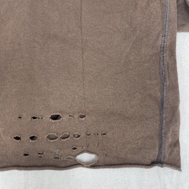 ルシアンペラフィネ Lucien Pellat-Finet カットソー 半袖 05ss ダメージ カットオフ 加工 バックプリント ヴィンテージ Tシャツ 茶 / ブラウン / brown メンズ USED 古着 中古 50160403