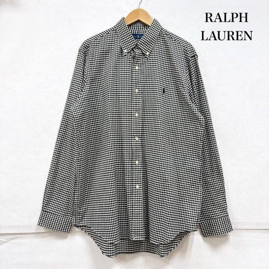 ラルフローレン RALPHLAUREN シャツ、ブラウス 長袖 ボタンダウン 長袖 ギンガムチェック シャツ ポニー刺繡 L チェック X ワンポイント X ロゴ、文字 X 刺繍 黒 / ブラック / black X 白 / ホワイト / white メンズ USED 古着 中古 50160406
