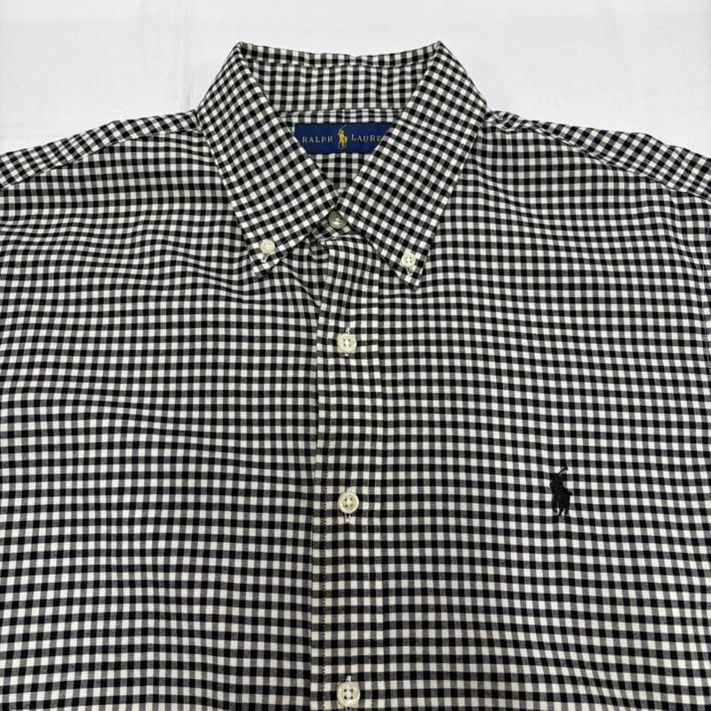 ラルフローレン RALPHLAUREN シャツ、ブラウス 長袖 ボタンダウン 長袖 ギンガムチェック シャツ ポニー刺繡 L チェック X ワンポイント X ロゴ、文字 X 刺繍 黒 / ブラック / black X 白 / ホワイト / white メンズ USED 古着 中古 50160406