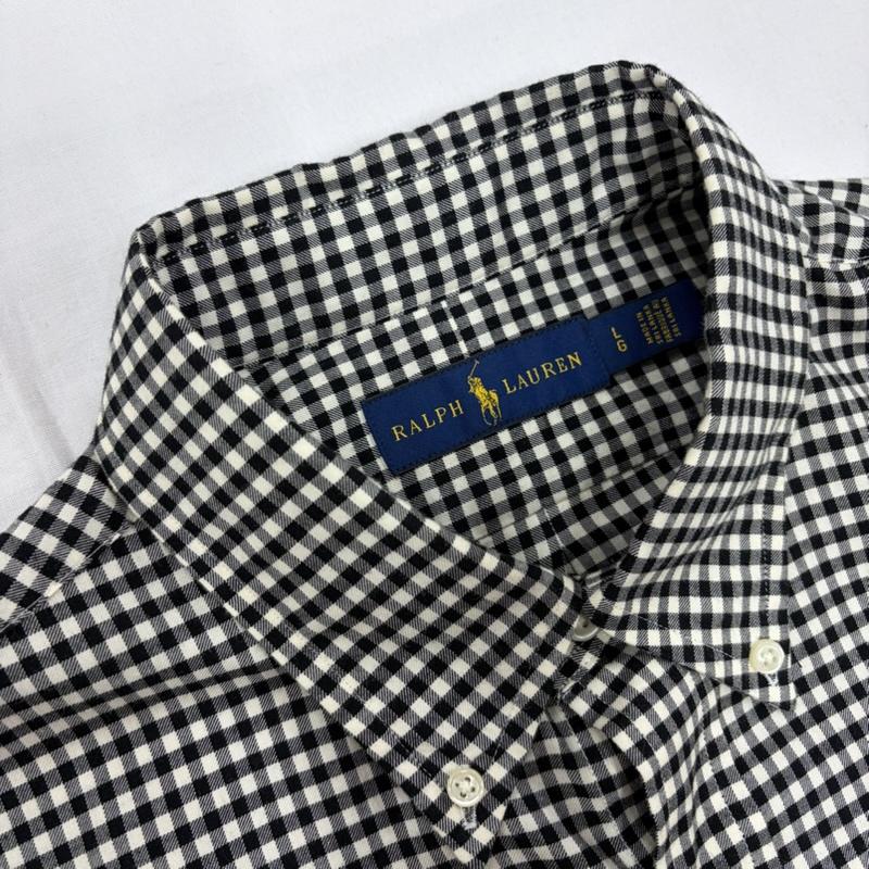 ラルフローレン RALPHLAUREN シャツ、ブラウス 長袖 ボタンダウン 長袖 ギンガムチェック シャツ ポニー刺繡 L チェック X ワンポイント X ロゴ、文字 X 刺繍 黒 / ブラック / black X 白 / ホワイト / white メンズ USED 古着 中古 50160406