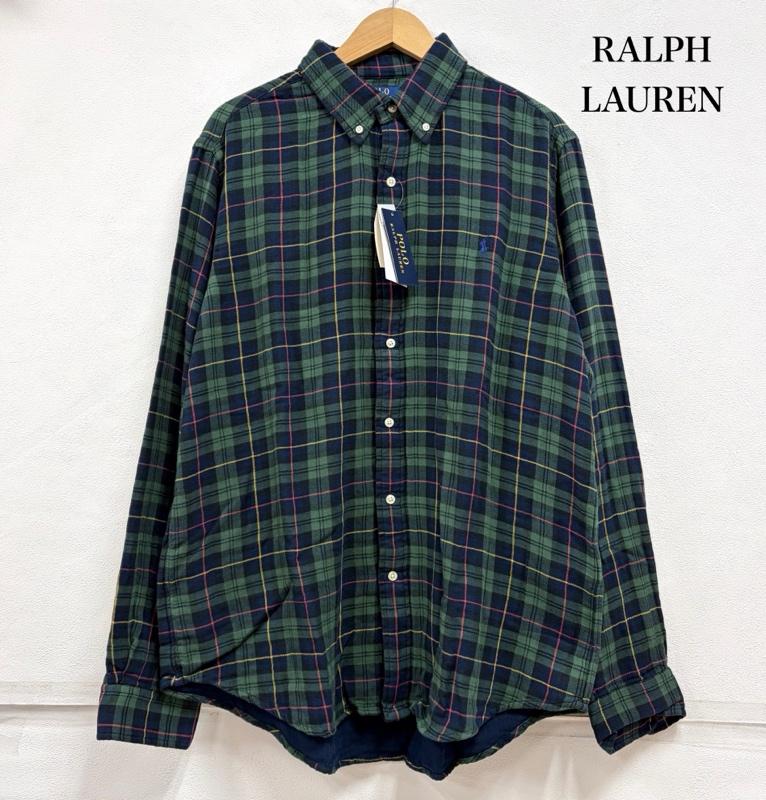 ポロラルフローレン POLO RALPH LAUREN シャツ、ブラウス 長袖 ボタンダウン クラシックフィット 長袖 tタータンチェックシャツ ポニー刺繡 ネルシャツ L チェック X ワンポイント X ロゴ、文字 X 刺繍 緑 / グリーン / green X 紺 / ネイビー / navy メンズ USED 古着 中古 50160407
