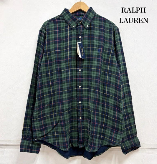 ポロラルフローレン POLO RALPH LAUREN シャツ、ブラウス 長袖 ボタンダウン クラシックフィット 長袖 tタータンチェックシャツ ポニー刺繡 ネルシャツ L チェック X ワンポイント X ロゴ、文字 X 刺繍 緑 / グリーン / green X 紺 / ネイビー / navy メンズ USED 古着 中古 50160407