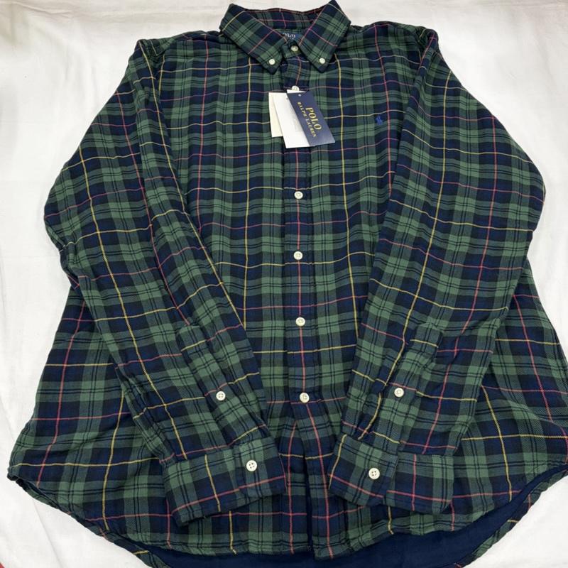 ポロラルフローレン POLO RALPH LAUREN シャツ、ブラウス 長袖 ボタンダウン クラシックフィット 長袖 tタータンチェックシャツ ポニー刺繡 ネルシャツ L チェック X ワンポイント X ロゴ、文字 X 刺繍 緑 / グリーン / green X 紺 / ネイビー / navy メンズ USED 古着 中古 50160407