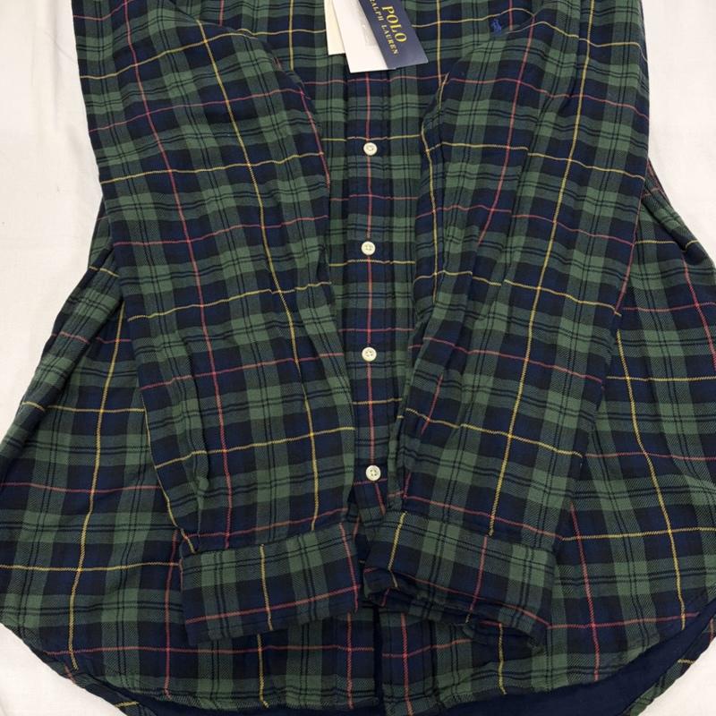 ポロラルフローレン POLO RALPH LAUREN シャツ、ブラウス 長袖 ボタンダウン クラシックフィット 長袖 tタータンチェックシャツ ポニー刺繡 ネルシャツ L チェック X ワンポイント X ロゴ、文字 X 刺繍 緑 / グリーン / green X 紺 / ネイビー / navy メンズ USED 古着 中古 50160407