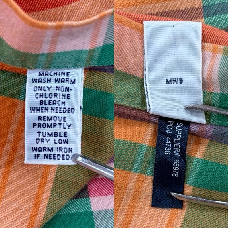 ラルフローレン RALPHLAUREN シャツ、ブラウス 長袖 90s ボタンダウン クラシックフィット 長袖 マドラスチェックシャツ ポニー刺繡 ネルシャツ vintage ヴィンテージ XL チェック X ロゴ、文字 X 刺繍 橙 / オレンジ / orange X 緑 / グリーン / green X 桃 / ピンク / pink X 紫 / パープル / purple メンズ USED 古着 中古 50160411
