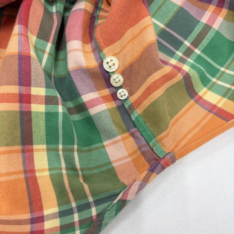 ラルフローレン RALPHLAUREN シャツ、ブラウス 長袖 90s ボタンダウン クラシックフィット 長袖 マドラスチェックシャツ ポニー刺繡 ネルシャツ vintage ヴィンテージ XL チェック X ロゴ、文字 X 刺繍 橙 / オレンジ / orange X 緑 / グリーン / green X 桃 / ピンク / pink X 紫 / パープル / purple メンズ USED 古着 中古 50160411