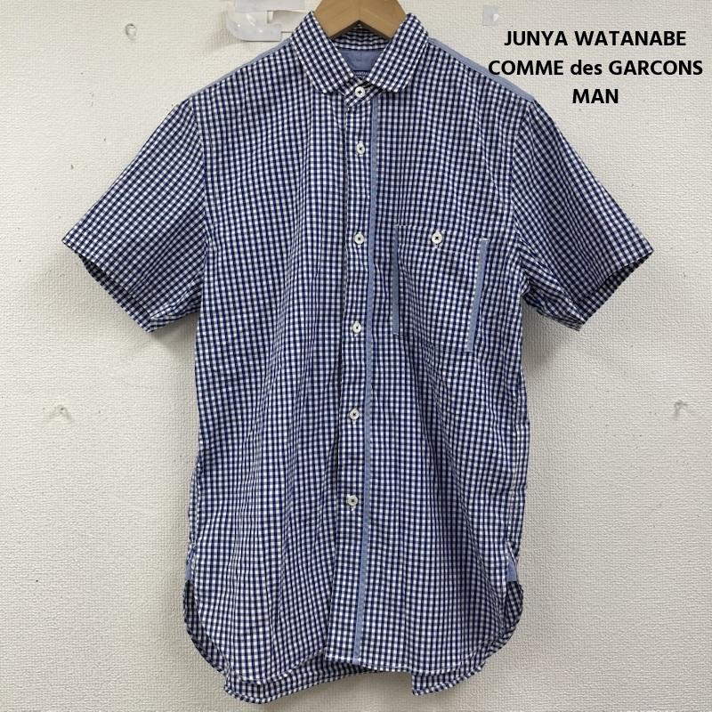 ジュンヤワタナベコムデギャルソンマン JUNYA WATANABE COMME des GARCONS MAN シャツ、ブラウス 半袖 ギンガム チェック柄 半袖 シャツ wg-b035 XS 青 / ブルー / blue メンズ USED 古着 中古 50160416