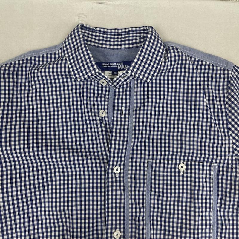 ジュンヤワタナベコムデギャルソンマン JUNYA WATANABE COMME des GARCONS MAN シャツ、ブラウス 半袖 ギンガム チェック柄 半袖 シャツ wg-b035 XS 青 / ブルー / blue メンズ USED 古着 中古 50160416