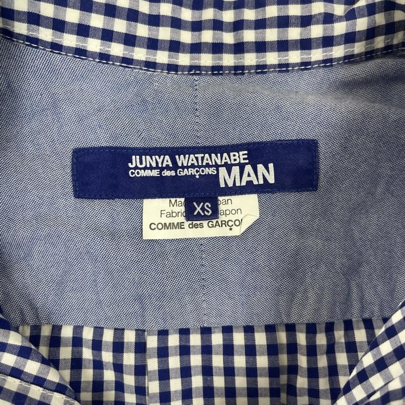 ジュンヤワタナベコムデギャルソンマン JUNYA WATANABE COMME des GARCONS MAN シャツ、ブラウス 半袖 ギンガム チェック柄 半袖 シャツ wg-b035 XS 青 / ブルー / blue メンズ USED 古着 中古 50160416