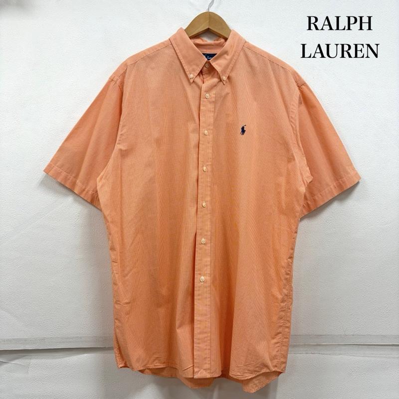 ラルフローレン RALPHLAUREN シャツ、ブラウス 半袖 ボタンダウン 半袖 チェックシャツ ポニー刺繡 BLAKE LL チェック X ワンポイント X ロゴ、文字 X 刺繍 橙 / オレンジ / orange X 白 / ホワイト / white X 紺 / ネイビー / navy メンズ USED 古着 中古 50160417