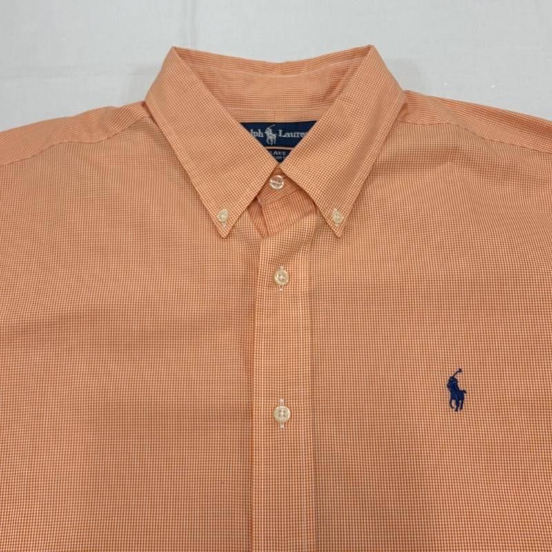 ラルフローレン RALPHLAUREN シャツ、ブラウス 半袖 ボタンダウン 半袖 チェックシャツ ポニー刺繡 BLAKE LL チェック X ワンポイント X ロゴ、文字 X 刺繍 橙 / オレンジ / orange X 白 / ホワイト / white X 紺 / ネイビー / navy メンズ USED 古着 中古 50160417