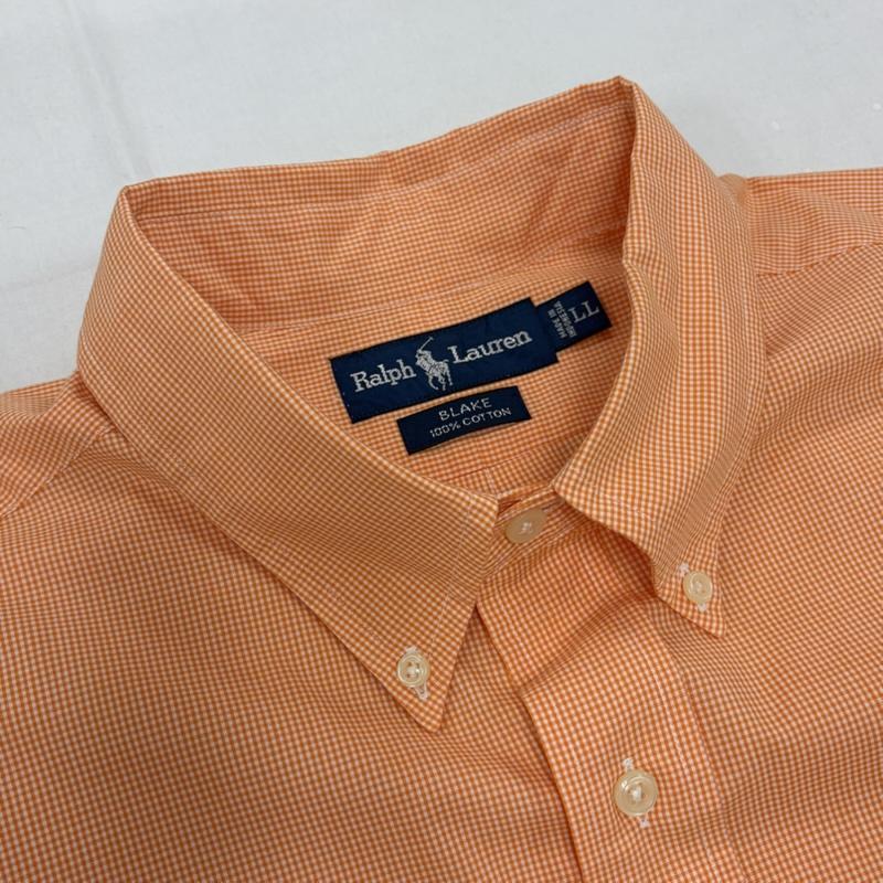 ラルフローレン RALPHLAUREN シャツ、ブラウス 半袖 ボタンダウン 半袖 チェックシャツ ポニー刺繡 BLAKE LL チェック X ワンポイント X ロゴ、文字 X 刺繍 橙 / オレンジ / orange X 白 / ホワイト / white X 紺 / ネイビー / navy メンズ USED 古着 中古 50160417
