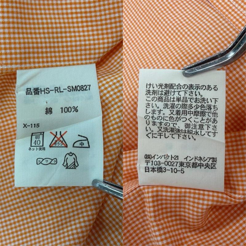 ラルフローレン RALPHLAUREN シャツ、ブラウス 半袖 ボタンダウン 半袖 チェックシャツ ポニー刺繡 BLAKE LL チェック X ワンポイント X ロゴ、文字 X 刺繍 橙 / オレンジ / orange X 白 / ホワイト / white X 紺 / ネイビー / navy メンズ USED 古着 中古 50160417