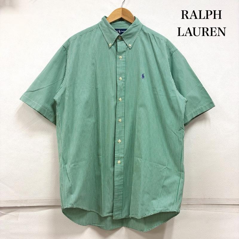 ラルフローレン RALPHLAUREN シャツ、ブラウス 半袖 90s ボタンダウン 半袖 ギンガムチェックシャツ ポニー刺繡 BLAKE vintage ヴィンテージ L チェック X ワンポイント X ロゴ、文字 X 刺繍 緑 / グリーン / green X 紫 / パープル / purple メンズ USED 古着 中古 50160418
