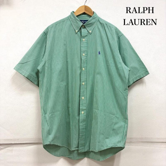 ラルフローレン RALPHLAUREN シャツ、ブラウス 半袖 90s ボタンダウン 半袖 ギンガムチェックシャツ ポニー刺繡 BLAKE vintage ヴィンテージ L チェック X ワンポイント X ロゴ、文字 X 刺繍 緑 / グリーン / green X 紫 / パープル / purple メンズ USED 古着 中古 50160418