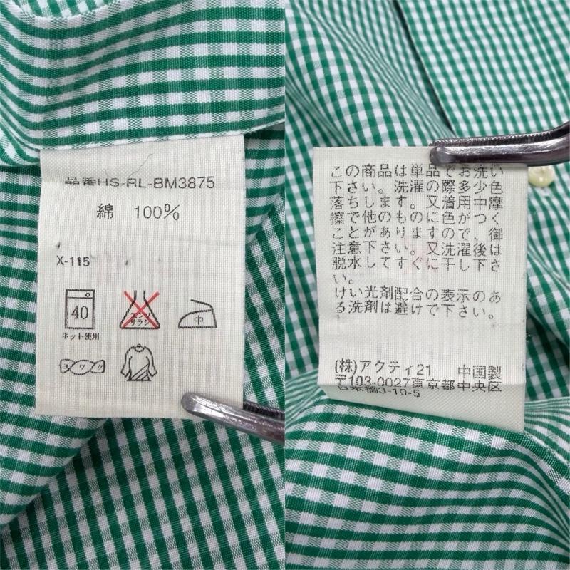 ラルフローレン RALPHLAUREN シャツ、ブラウス 半袖 90s ボタンダウン 半袖 ギンガムチェックシャツ ポニー刺繡 BLAKE vintage ヴィンテージ L チェック X ワンポイント X ロゴ、文字 X 刺繍 緑 / グリーン / green X 紫 / パープル / purple メンズ USED 古着 中古 50160418