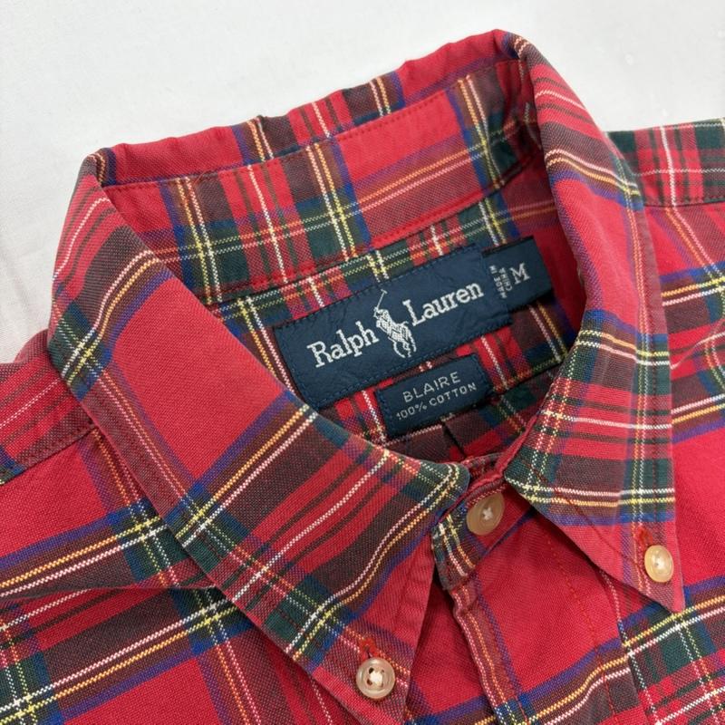 ラルフローレン RALPHLAUREN シャツ、ブラウス 半袖 ボタンダウン 半袖 タータンチェックシャツ ポニー刺繡 M チェック X ワンポイント X ロゴ、文字 X 刺繍 赤 / レッド / red X 紺 / ネイビー / navy メンズ USED 古着 中古 50160421