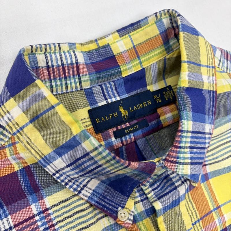 ラルフローレン RALPHLAUREN シャツ、ブラウス 半袖 ボタンダウン 半袖 チェックシャツ ポニー刺繡 XL チェック X ワンポイント X ロゴ、文字 X 刺繍 黄 / イエロー / yellow X 青 / ブルー / blue X マルチカラー / マルチカラー / multicolor メンズ USED 古着 中古 50160422