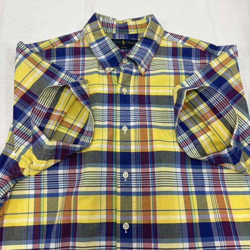 ラルフローレン RALPHLAUREN シャツ、ブラウス 半袖 ボタンダウン 半袖 チェックシャツ ポニー刺繡 XL チェック X ワンポイント X ロゴ、文字 X 刺繍 黄 / イエロー / yellow X 青 / ブルー / blue X マルチカラー / マルチカラー / multicolor メンズ USED 古着 中古 50160422