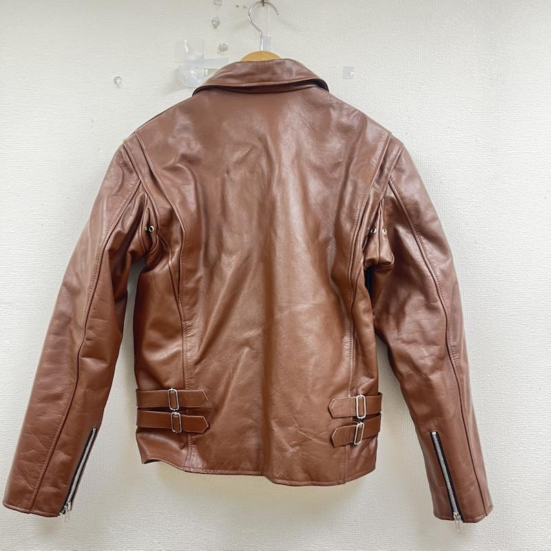 ホーンワークス HORN WORKS ジャケット、上着 レザージャケット バッファロー レザー シングル ライダース ジャケット 襟付き LL 無地 茶 / ブラウン / brown メンズ USED 古着 中古 50160427