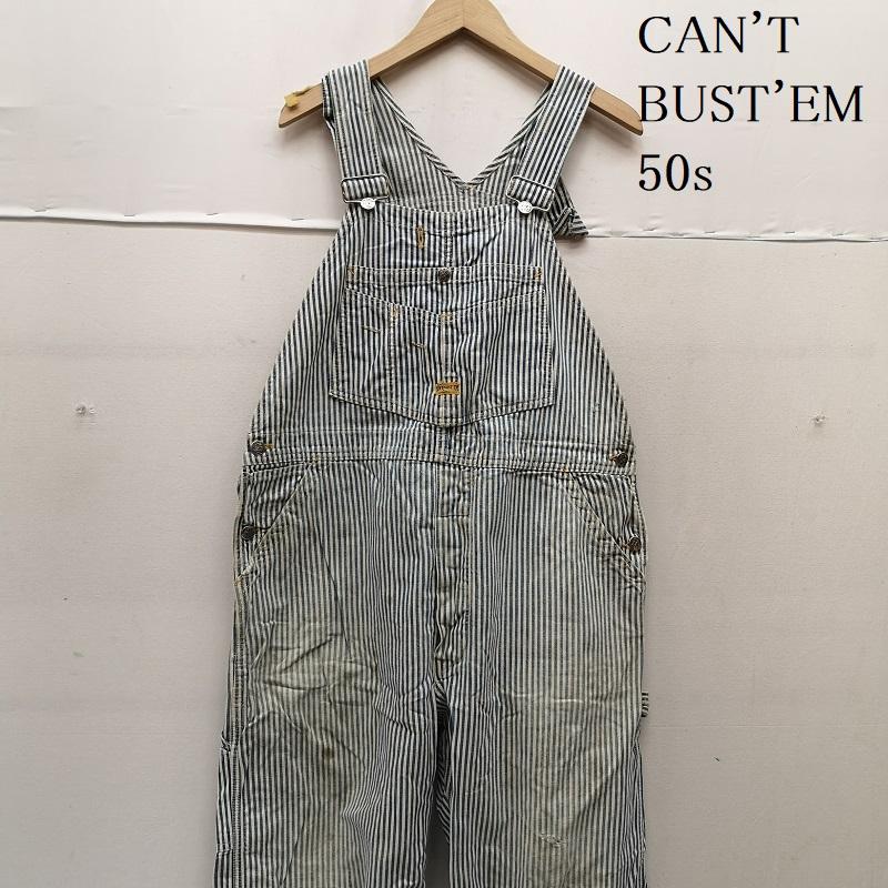 ヴィンテージ VINTAGE サロペット・オーバーオール サロペット、オーバーオール 50s CAN T BUST EM オーバーオール ヒッコリー ストライプ 白 / ホワイト / white X インディゴ / インディゴ / Indigo メンズ USED 古着 中古 50160430