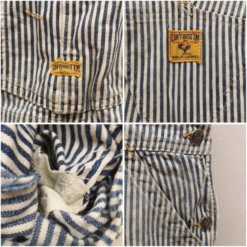 ヴィンテージ VINTAGE サロペット・オーバーオール サロペット、オーバーオール 50s CAN T BUST EM オーバーオール ヒッコリー ストライプ 白 / ホワイト / white X インディゴ / インディゴ / Indigo メンズ USED 古着 中古 50160430