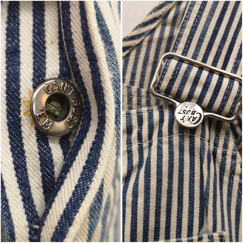 ヴィンテージ VINTAGE サロペット・オーバーオール サロペット、オーバーオール 50s CAN T BUST EM オーバーオール ヒッコリー ストライプ 白 / ホワイト / white X インディゴ / インディゴ / Indigo メンズ USED 古着 中古 50160430